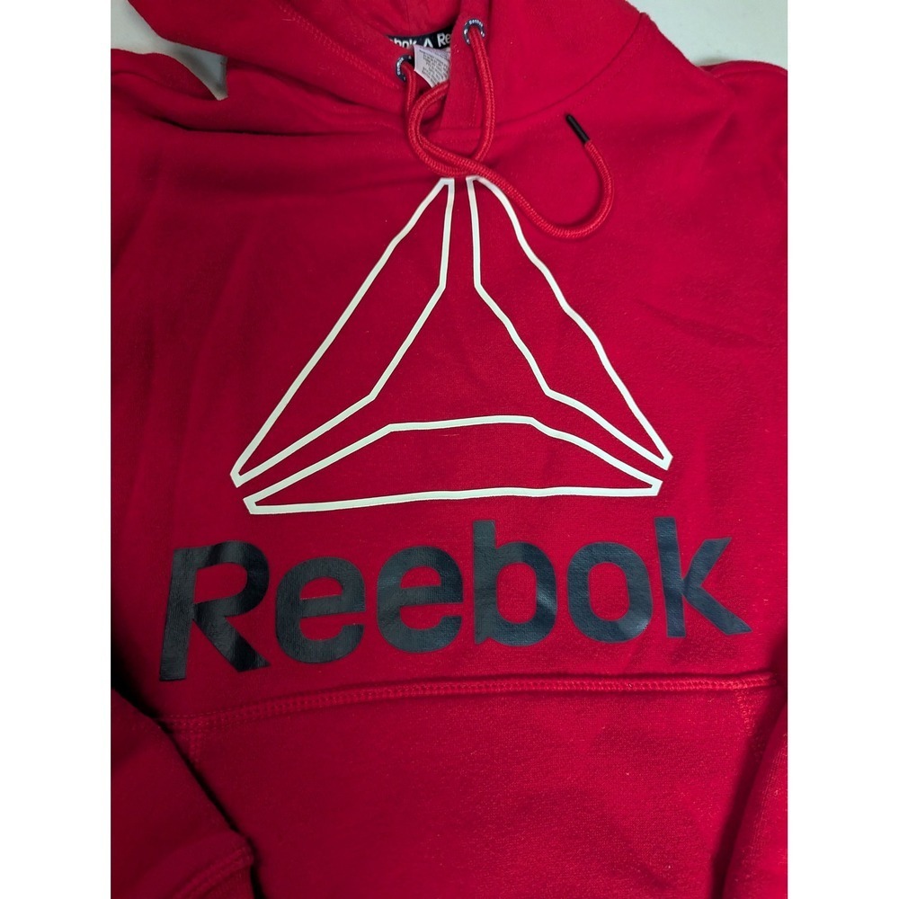 Reebok Red Graphic Logo Hoodie Sweatshirt Pullover Casual Activewear Size S - Picture 3 of 10
